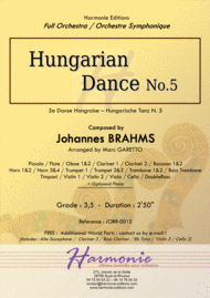 Hungarian Dance No. 5 - J. BRAHMS - arranged for Full Orchestra by Marc Garetto Sheet Music by Johannes Brahms