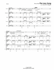 The Lazy Song by Bruno Mars - a Cappella SATB + Solo mixed choir Sheet Music by Bruno Mars