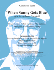 When Sunny Gets Blue (for Saxophone Quartet SATB & AATB) Sheet Music by Jack Segal