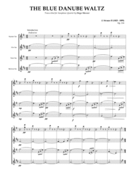 The Blue Danube Waltz for Saxophone Quartet (SATB) Sheet Music by J. Strauss II (junior)