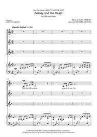 Beauty And The Beast in harmony for SSA & Piano Sheet Music by Alan Menken