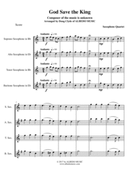God Save the King for Saxophone Quartet Sheet Music by Unknown
