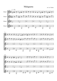 Malaguena Score & Parts ( Guitar Quartet ) Sheet Music by Luc Vanhee