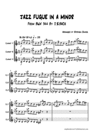 'Jazz Fugue in A Minor' based on BWV944 by J.S.Bach for Clarinet Trio. Sheet Music by Johann Sebastian Bach
