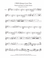 I Will Always Love You (Sax Solo Included) - Violin Sheet Music by Whitney Houston