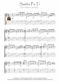 Samba Pa Ti fingerstyle guitar Sheet Music by Carlos Santana