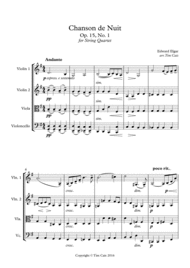 Elgar: Chanson de Nuit - String Quartet Sheet Music by Tim Cais
