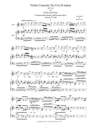 Vivaldi - Violin Concerto No.9 in D minor RV 236 Op.8 for Violin and Piano Sheet Music by Antonio Vivaldi