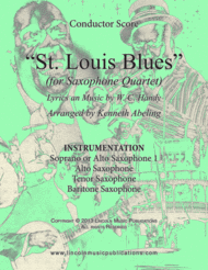 St. Louis Blues (for Saxophone Quartet SATB or AATB) Sheet Music by W. C. Handy