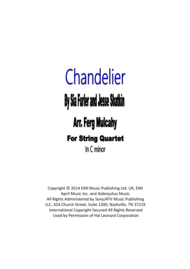 Chandelier by Sia for String Quartet in C minor Sheet Music by Sia