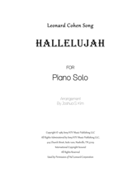 Hallelujah (from Shrek) for Piano Solo Sheet Music by Leonard Cohen
