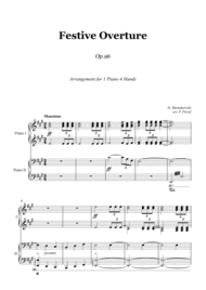 D. Shostakovich - Festive Overture - 1 piano 4 hands Sheet Music by D. Shostakovich