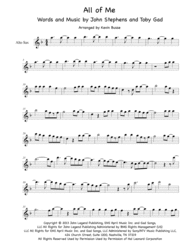 All Of Me - Alto Sax Sheet Music by John Legend