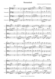 Shenandoah for Cello Quartet Sheet Music by Traditional