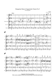 Brahms: Hungarian Dance (Ungarischer Tannz) No.5 - wind quintet Sheet Music by Johannes Brahms