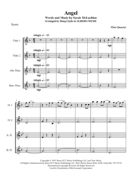Angel for Flute Quartet Sheet Music by Sarah McLachlan