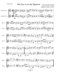 His Eye Is on the Sparrow Clarinet Duet Sheet Music by Words by Civilla Martin