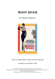 Moon River - Clarinet quartet Sheet Music by Andy Williams