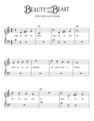 Beauty And The Beast for Very Easy Piano Sheet Music by Alan Menken