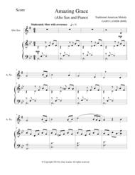 AMAZING GRACE (Alto Sax Piano and Sax Part) Sheet Music by Traditional American Melody