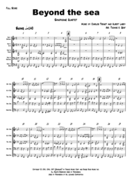 Beyond The Sea - Robby Williams ( Bobby Darin)  - Saxophone Quartet Sheet Music by Bobby Darin