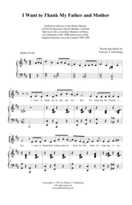 I Want to Thank My Father and Mother Sheet Music by Pat Holmberg