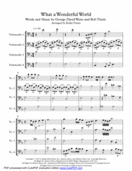 What A Wonderful World for Cello Quartet Sheet Music by Louis Armstrong