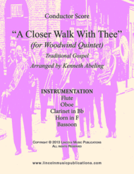 A Closer Walk With Thee (for Woodwind Quintet) Sheet Music by Traditional