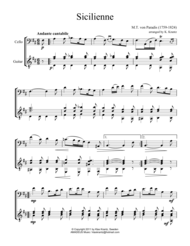 Sicilienne for cello and guitar Sheet Music by Maria Theresia von Paradis
