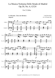 Luigi Boccherini " La Musica Notturna Delle Strade Di Madrid' No. 6. " (excerpts) For Two Cello Sheet Music by Luigi Boccherini