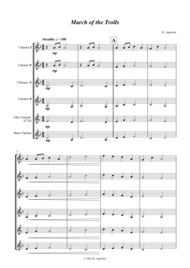 March of the Trolls - Clarinet Choir Sheet Music by Kate Agioritis