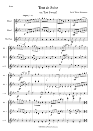 Tout de Suite (or Toot Sweet) for flute trio (2 flutes 1 alto flute) Sheet Music by David Warin Solomons