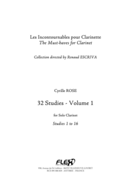32 Studies for Clarinet - Volume 1 - Studies 1 to 16 Sheet Music by Cyrille Rose