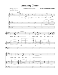 Amazing Grace (Solo) High Voice Sheet Music by Anonymous
