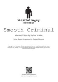 Smooth Criminal for String Quartet Sheet Music by Michael Jackson