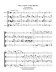 The Addams Family Theme Flute Quartet Sheet Music by Vic Mizzy