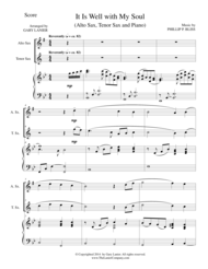 IT IS WELL WITH MY SOUL (Trio - Alto Sax/Tenor Sax and Piano with Score and Parts) Sheet Music by Philip P. Bliss