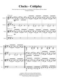 Clocks - Coldplay (arranged for String Quartet) Sheet Music by Coldplay