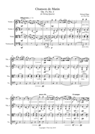 Elgar: Chanson de Matin - String Quartet Sheet Music by Tim Cais