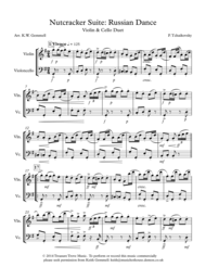 The Nutcracker Suite: Russian Dance - Violin and Cello Duet Sheet Music by P. Tchaikovsky