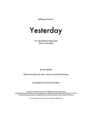 Yesterday - for Violin and Cello Duet Sheet Music by The Beatles