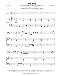 Coldplay: Fix You for Cello & Piano Sheet Music by Coldplay