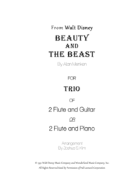 Beauty and the Beast for Trio - 2 flutes & piano (or classical guitar) Sheet Music by Alan Menken