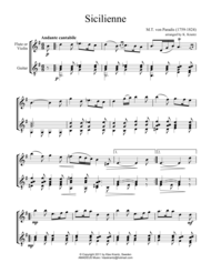 Sicilienne (G major) for violin or flute and guitar Sheet Music by Maria Theresia von Paradis