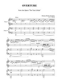 Rimsky-Korsakov - OVERTURE from the Opera ''The Tsar's Bride'' - piano 4 hands Sheet Music by Nikolay Andreyevich Rimsky-Korsakov