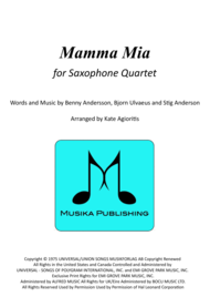 Mamma Mia - for Saxophone Quartet Sheet Music by ABBA