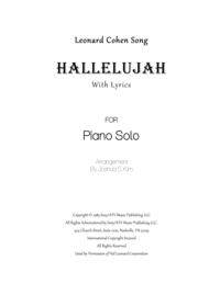 Hallelujah for Solo Piano with lyrics Sheet Music by Leonard Cohen