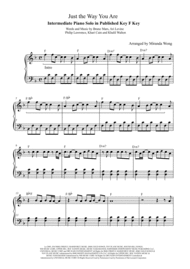 Just The Way You Are - Intermediate Piano Solo in Published F Key (With Chords) Sheet Music by Bruno Mars
