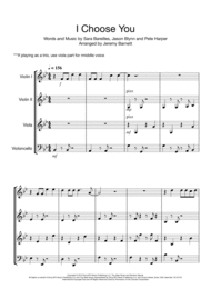 I Choose You (String Quartet/Trio) Sheet Music by Sara Bareilles