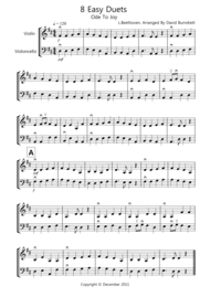 8 Easy Duets for Violin And Cello Sheet Music by Beethoven